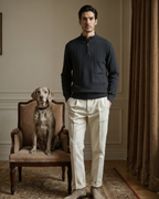 PULL CÔTELÉ DEMI-ZIP CACHEMIRE