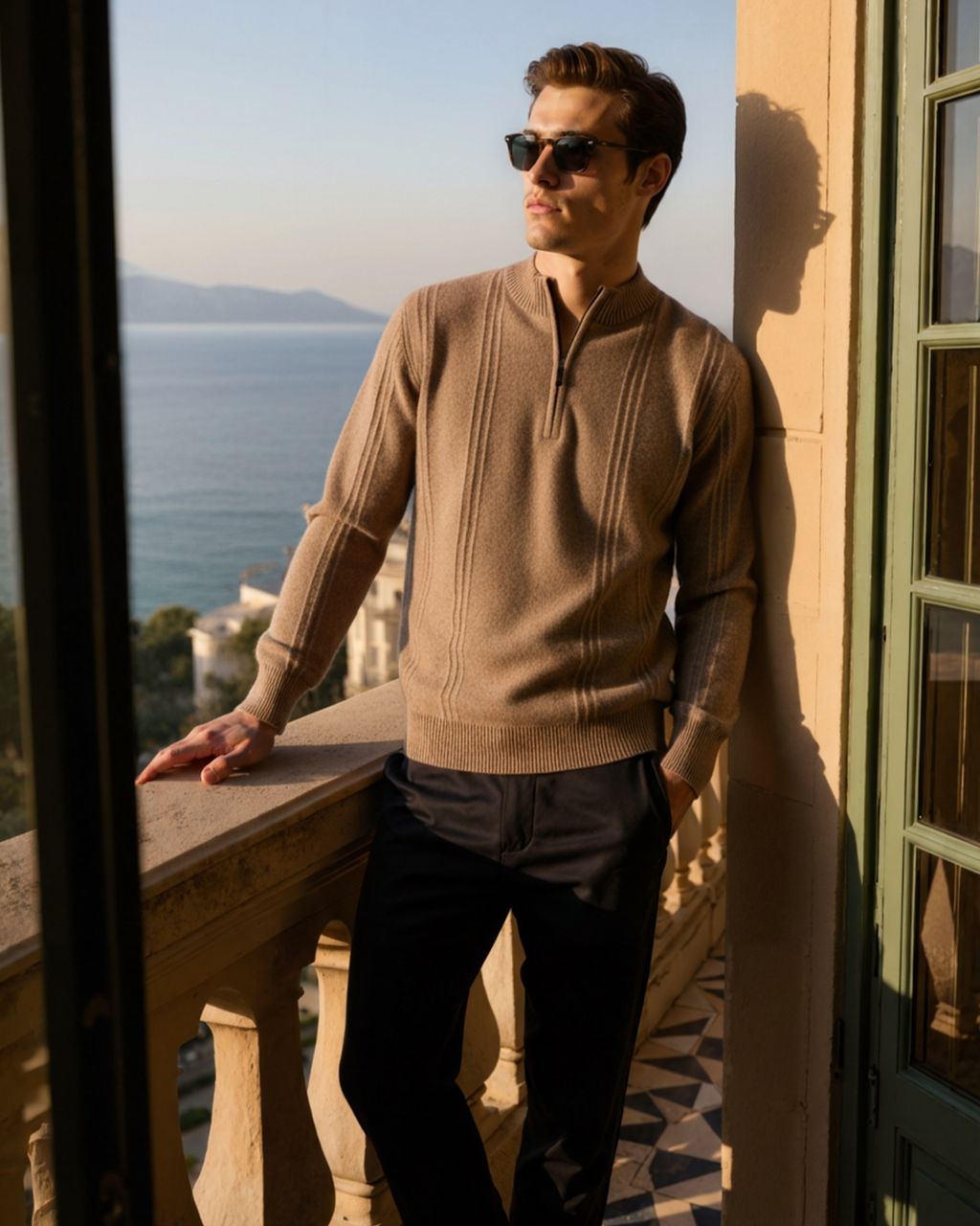 PULL CÔTELÉ DEMI-ZIP CACHEMIRE