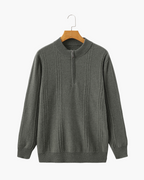PULL CÔTELÉ DEMI-ZIP CACHEMIRE
