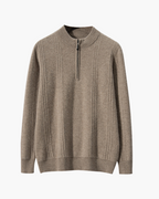 PULL CÔTELÉ DEMI-ZIP CACHEMIRE