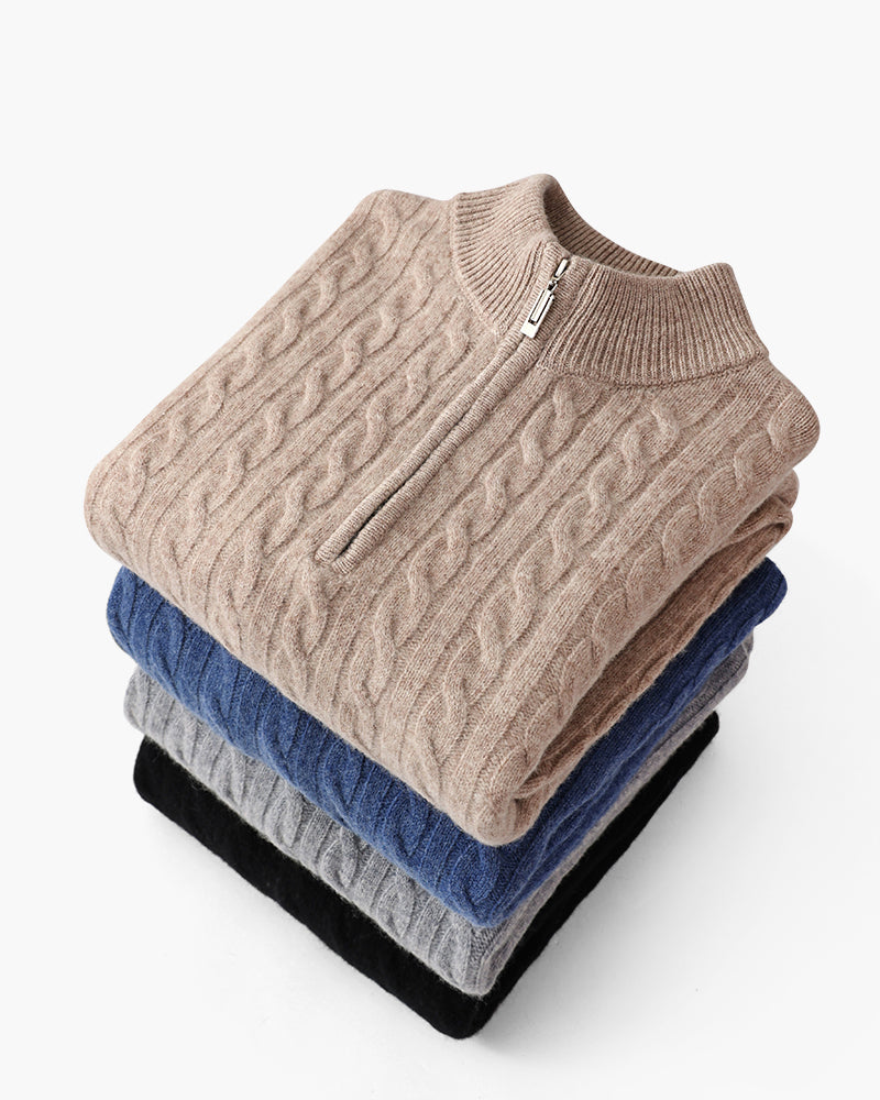 PULL DEMI-ZIP CACHEMIRE TISSÉ