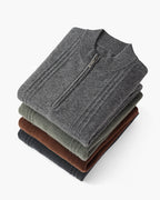 PULL CÔTELÉ DEMI-ZIP CACHEMIRE