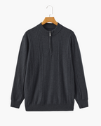 PULL CÔTELÉ DEMI-ZIP CACHEMIRE