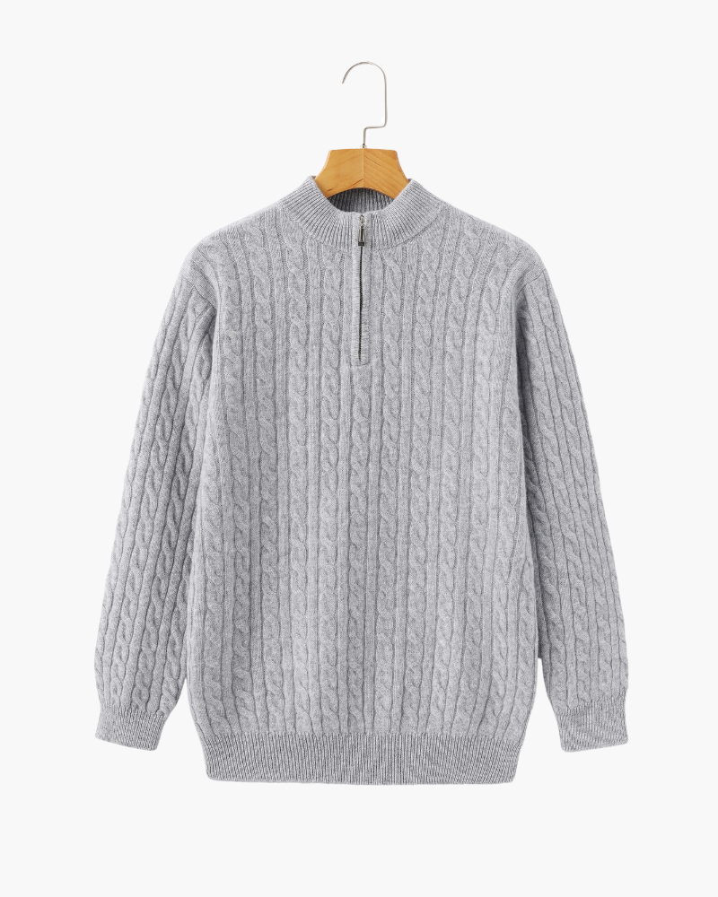 PULL DEMI-ZIP CACHEMIRE TISSÉ