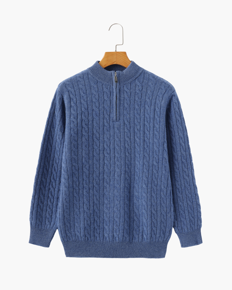 PULL DEMI-ZIP CACHEMIRE TISSÉ