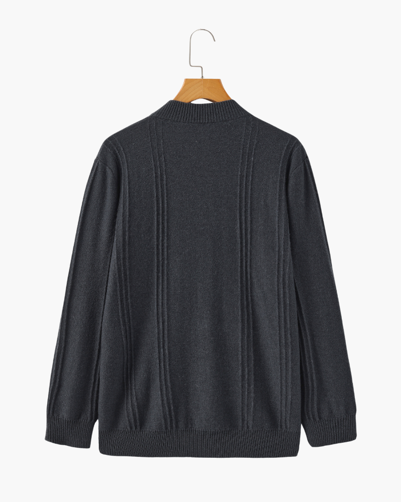PULL CÔTELÉ DEMI-ZIP CACHEMIRE