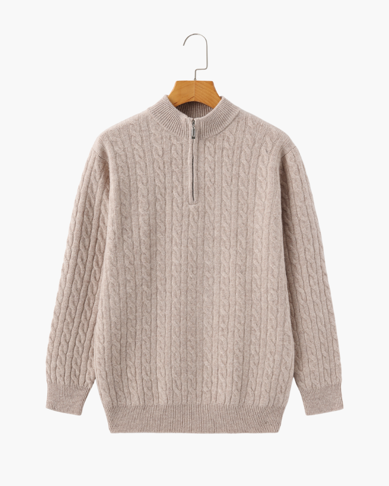 PULL DEMI-ZIP CACHEMIRE TISSÉ