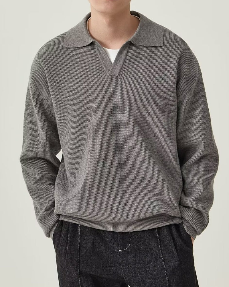 PULL POLO TRICOTÉ TEXTURÉ
