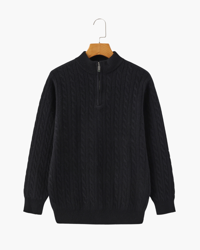 PULL DEMI-ZIP CACHEMIRE TISSÉ