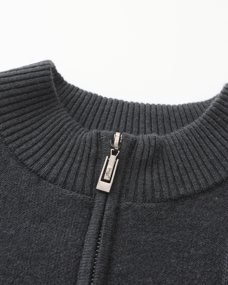PULL CÔTELÉ DEMI-ZIP CACHEMIRE