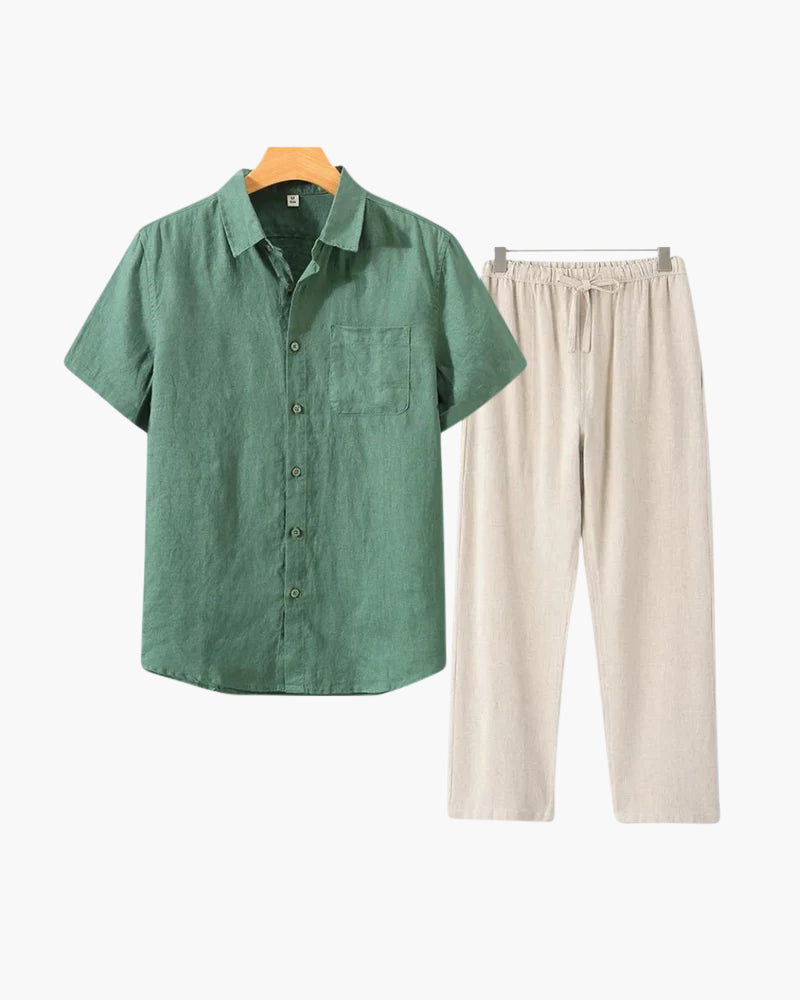 Ensemble Lin Manches Courtes Old Money