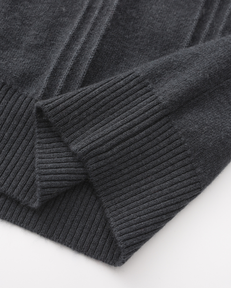 PULL CÔTELÉ DEMI-ZIP CACHEMIRE