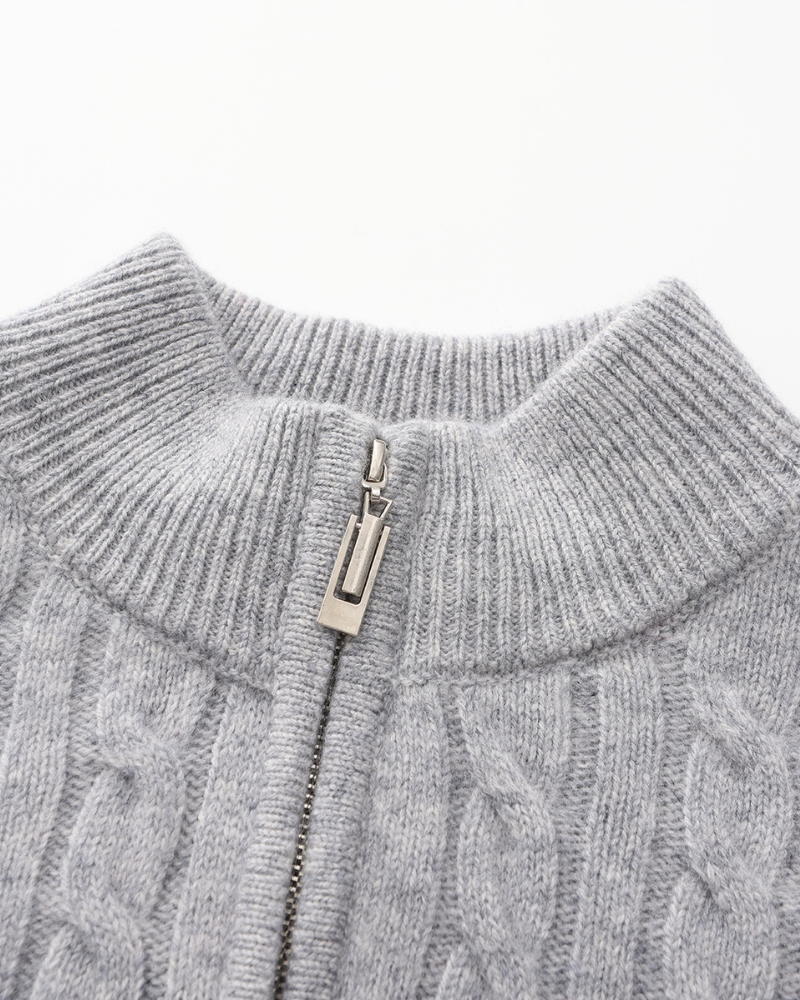 PULL DEMI-ZIP CACHEMIRE TISSÉ