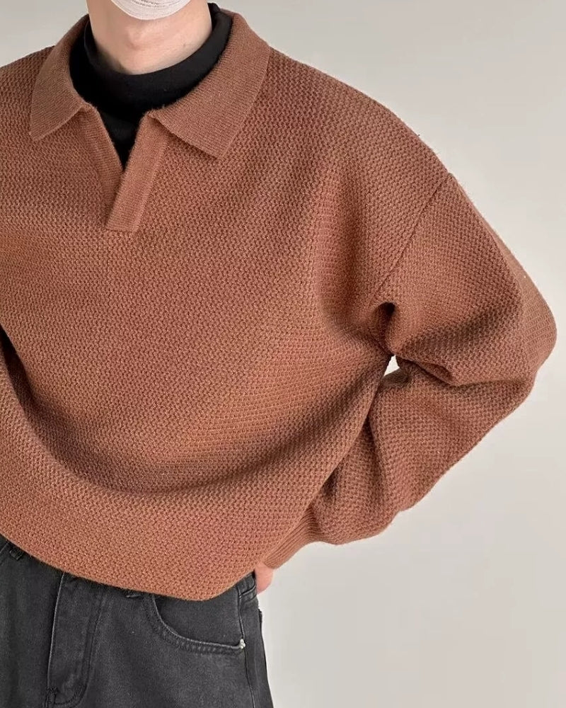 PULL POLO TRICOTÉ TEXTURÉ