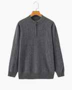 PULL CÔTELÉ DEMI-ZIP CACHEMIRE