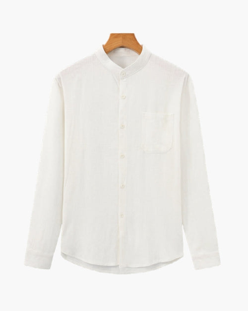 Chemise Col Mandarin Coton Texturé