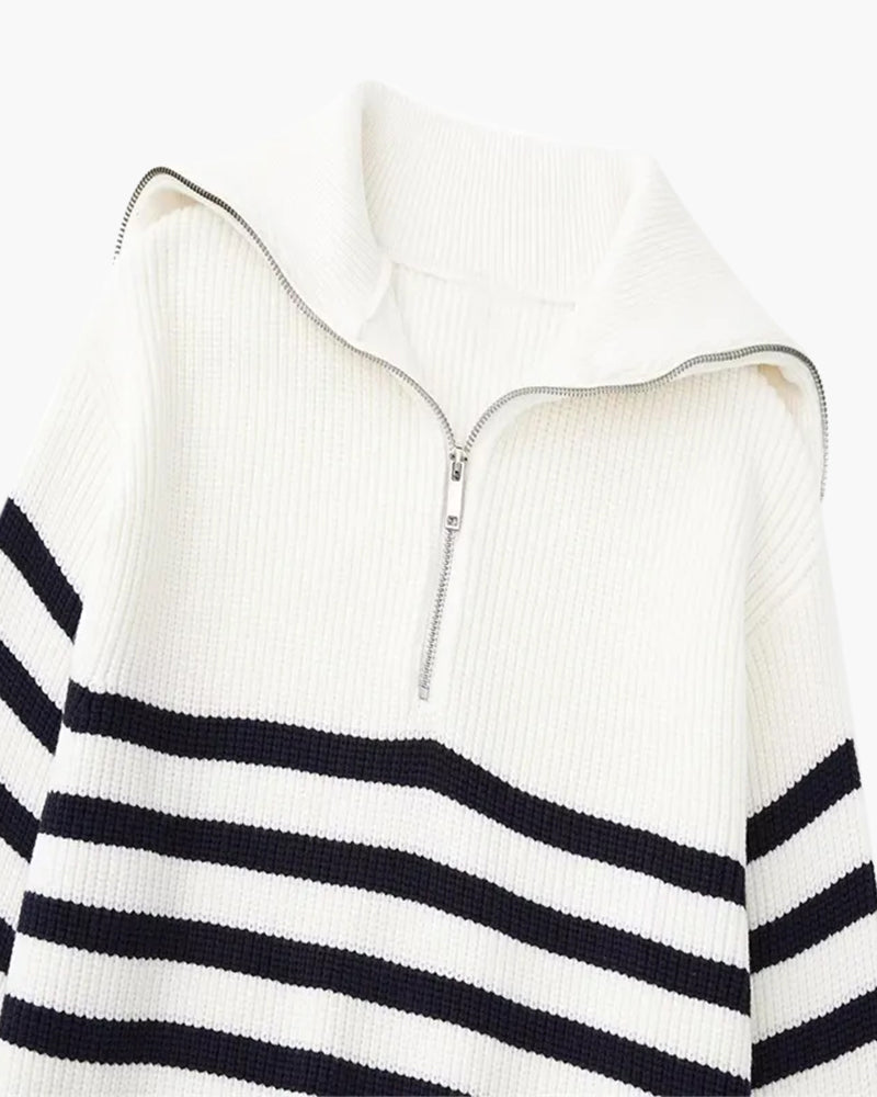 PULL ZIPPÉ RAYÉ
