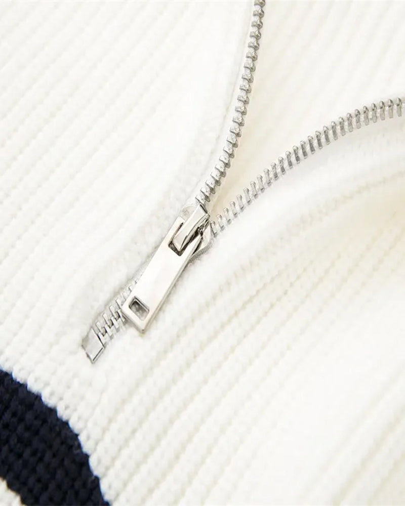 PULL ZIPPÉ RAYÉ