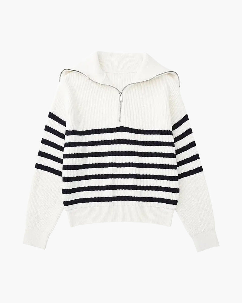 PULL ZIPPÉ RAYÉ