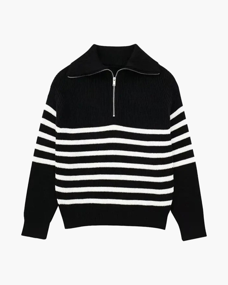 PULL ZIPPÉ RAYÉ