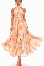 AURORA | ROBE AVEC COL LICOU ET IMPRIMÉ AQUARELLE