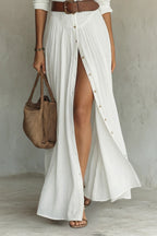 ROBE LONGUE POUR FEMME AVEC COL À REVERS ET MANCHES LONGUES EN LIN