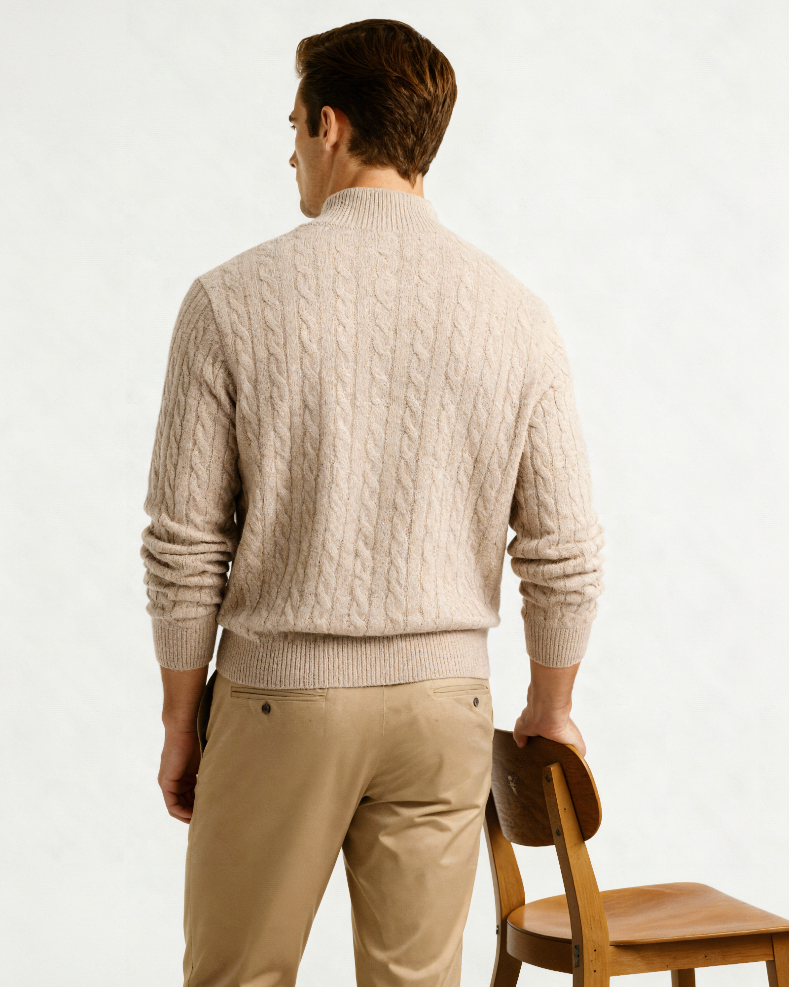 PULL DEMI-ZIP CACHEMIRE TISSÉ