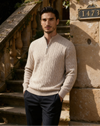 PULL DEMI-ZIP CACHEMIRE TISSÉ