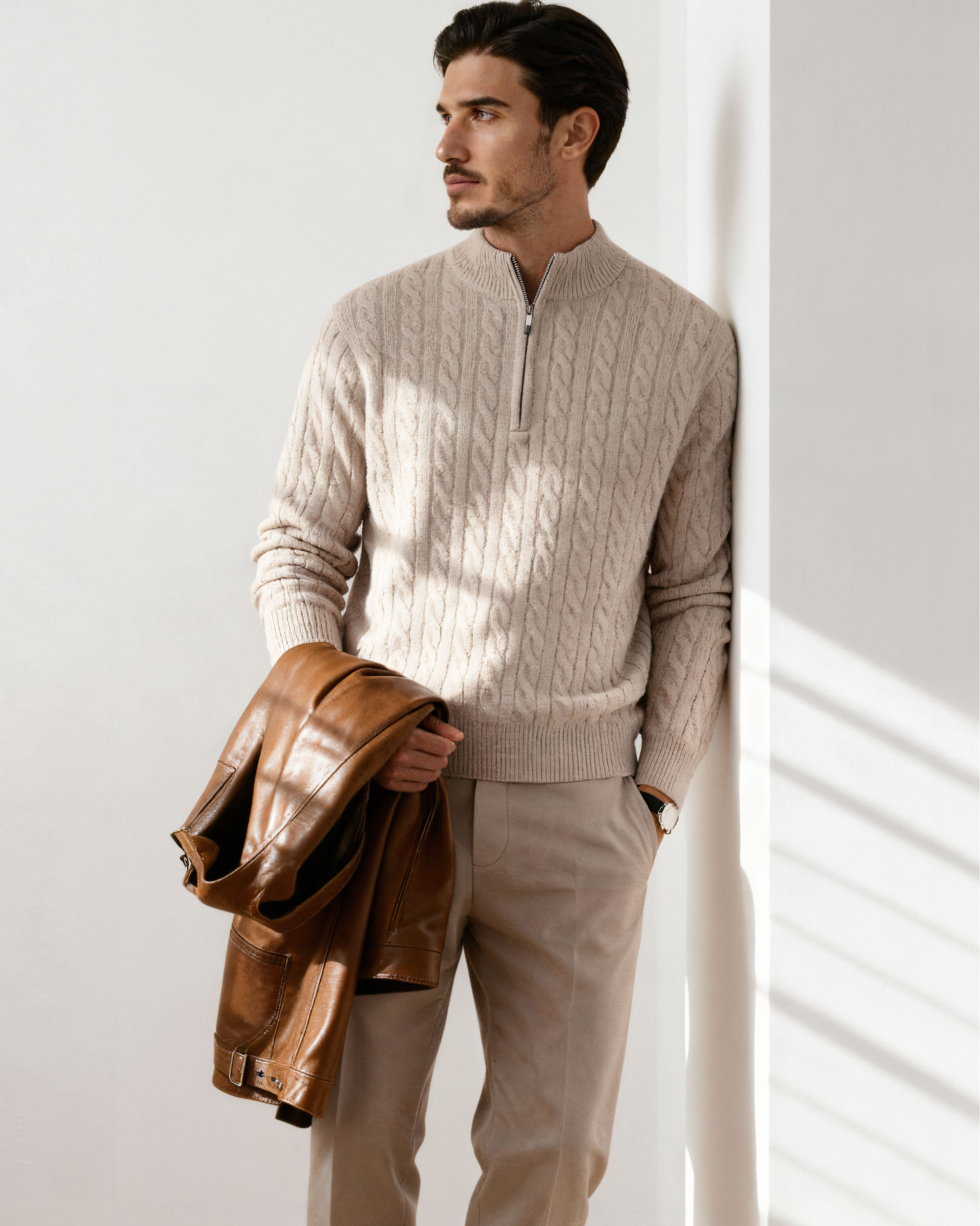 PULL DEMI-ZIP CACHEMIRE TISSÉ