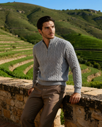 PULL DEMI-ZIP CACHEMIRE TISSÉ