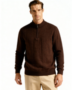 PULL CÔTELÉ DEMI-ZIP CACHEMIRE