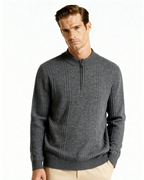 PULL CÔTELÉ DEMI-ZIP CACHEMIRE