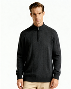 PULL CÔTELÉ DEMI-ZIP CACHEMIRE